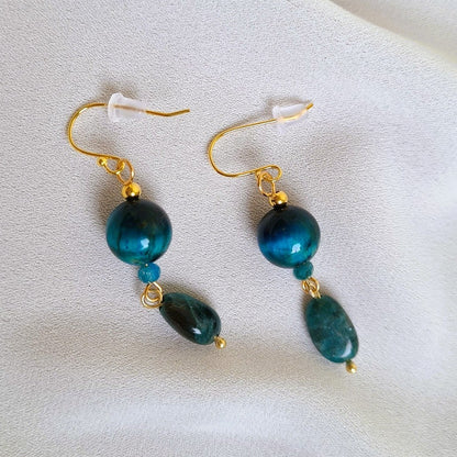 Oorbellen Sea Flowers, tijgeroog, apatiet