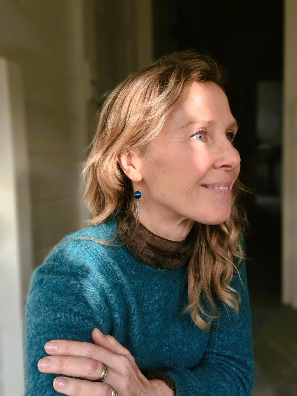 Oorbellen Sea Flowers, tijgeroog, apatiet