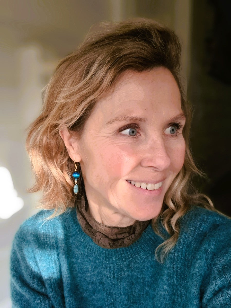 Oorbellen Sea Flowers, tijgeroog, apatiet