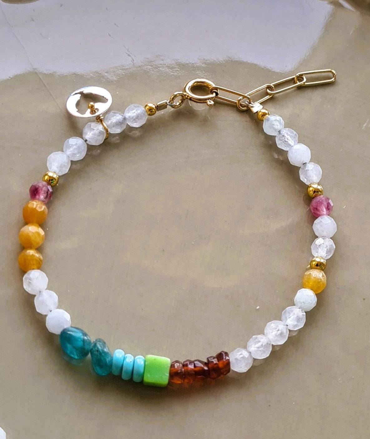 Armband Soft Voice, aquamarijn, carneool, apatiet