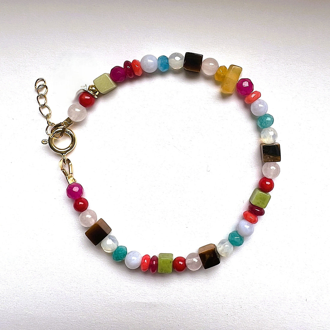 Armband Starlight, agaat, maansteen, koraal