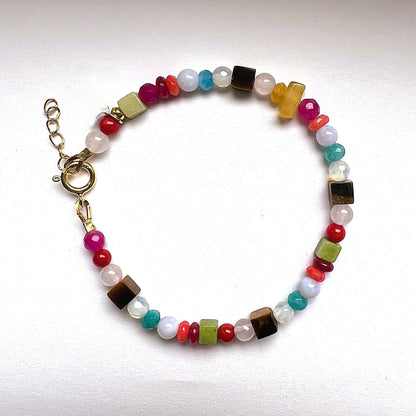 Armband Starlight, agaat, maansteen, koraal