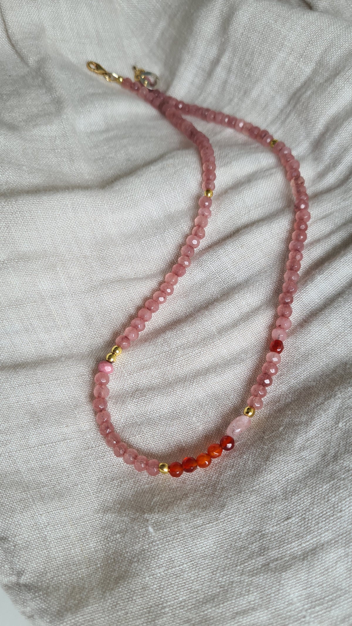 Ketting Sweet Dreams, agaat, carneool, aardbeienkwarts