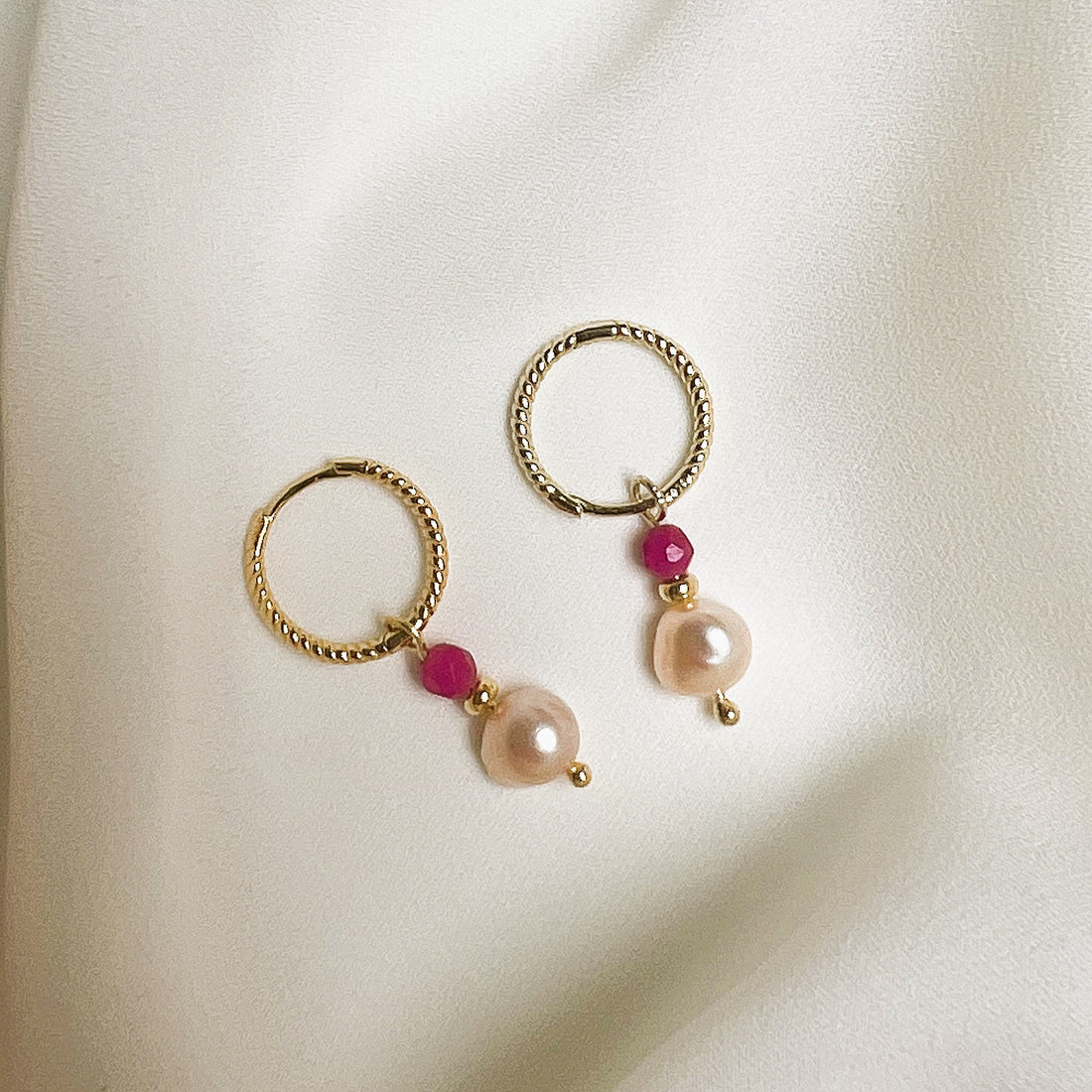 Oorbellen Sweet Love, roze parel