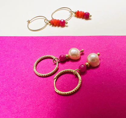 Oorbellen Sweet Love, roze parel