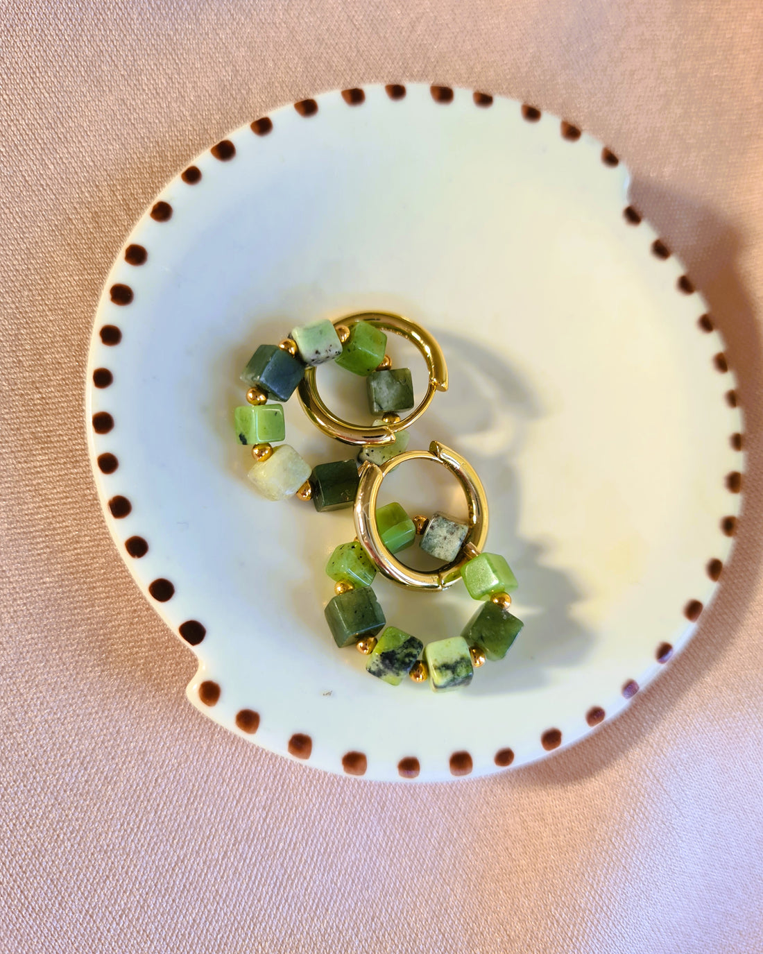 Oorbellen Today, groene jade