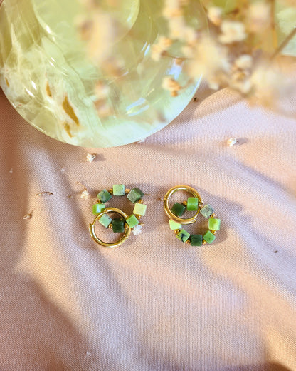 Oorbellen Today, groene jade