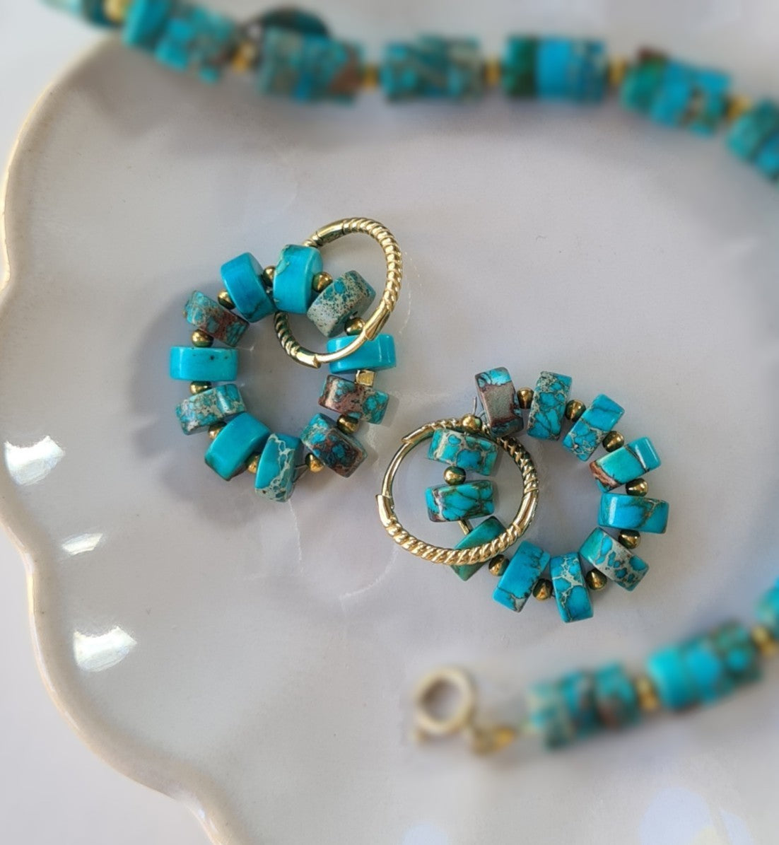 Oorbellen Turquoise Ocean, turquoise kristal