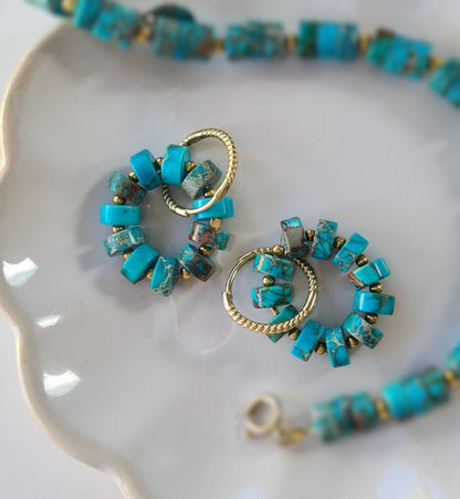 Oorbellen Turquoise Ocean, turquoise kristal