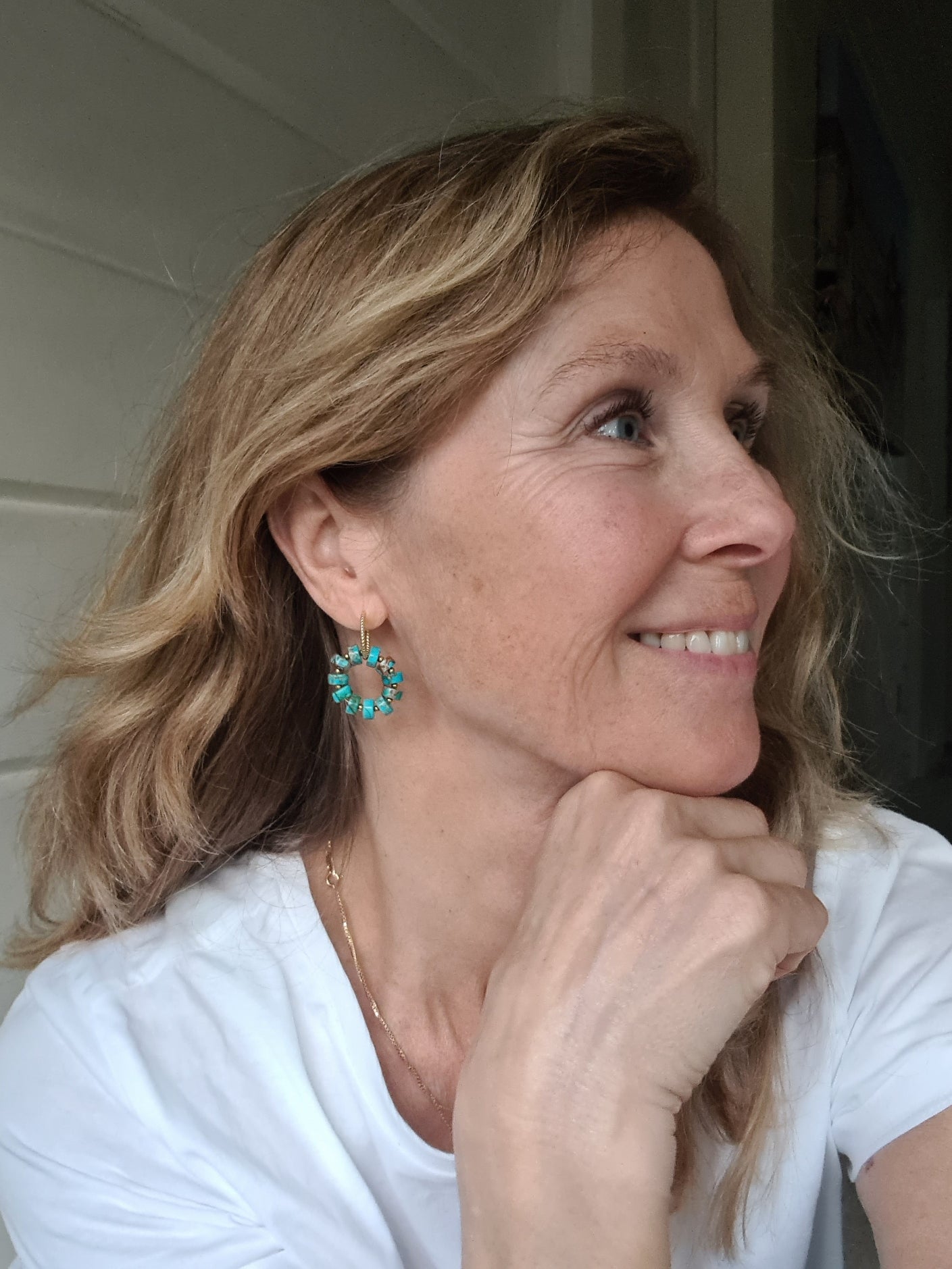 Oorbellen Turquoise Ocean, turquoise kristal