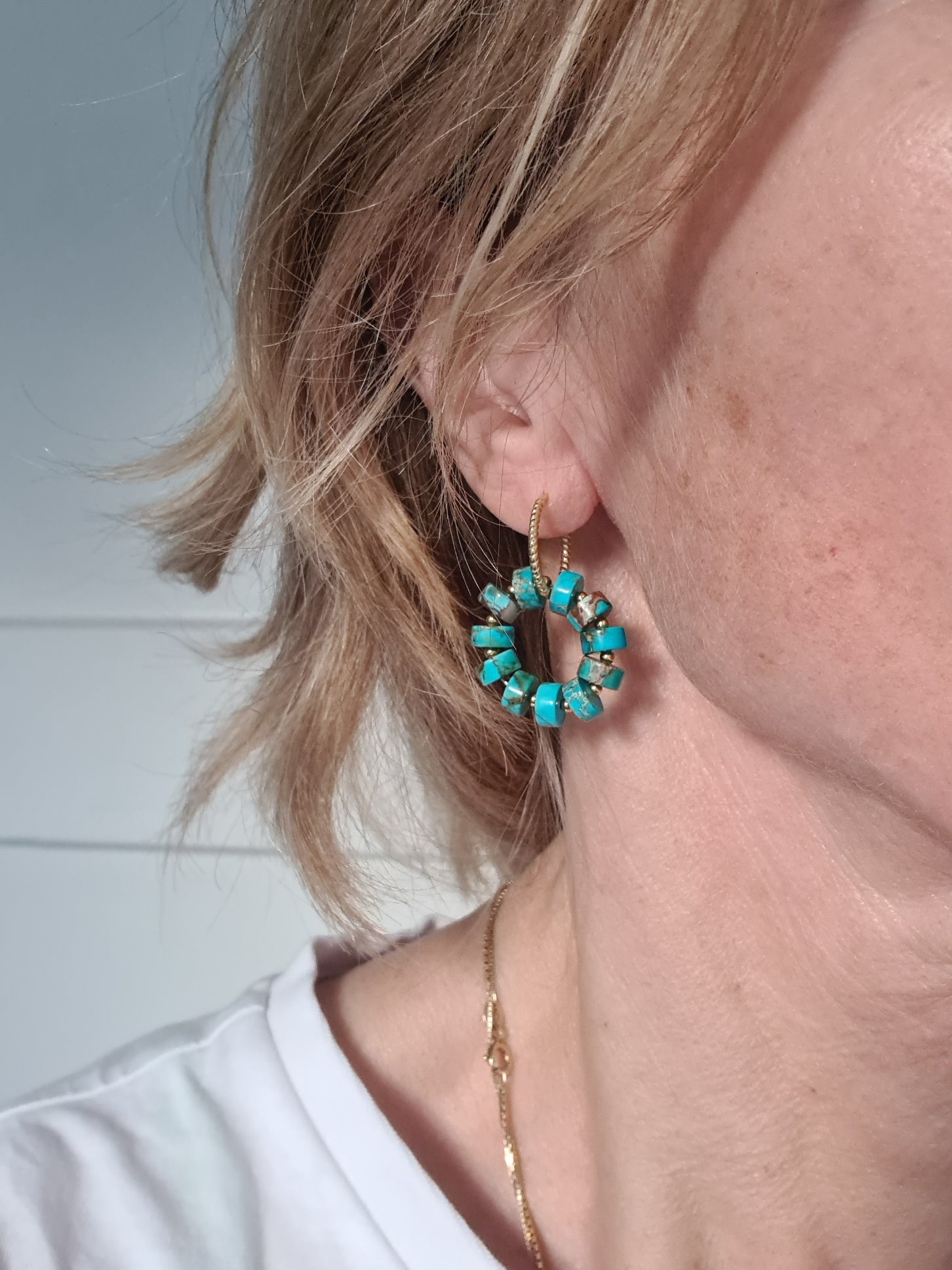 Oorbellen Turquoise Ocean, turquoise kristal