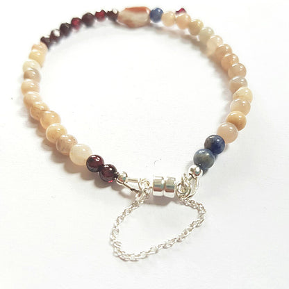 Armband Silent Lion, granaat, zonnesteen, lapis lazuli