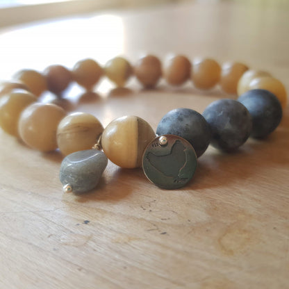 Unisex armband Hidden Earth, serpentijn en labradoriet
