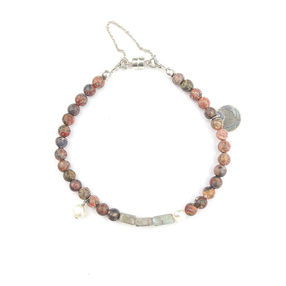 Armband Pink Leopard, met jaspis en parel