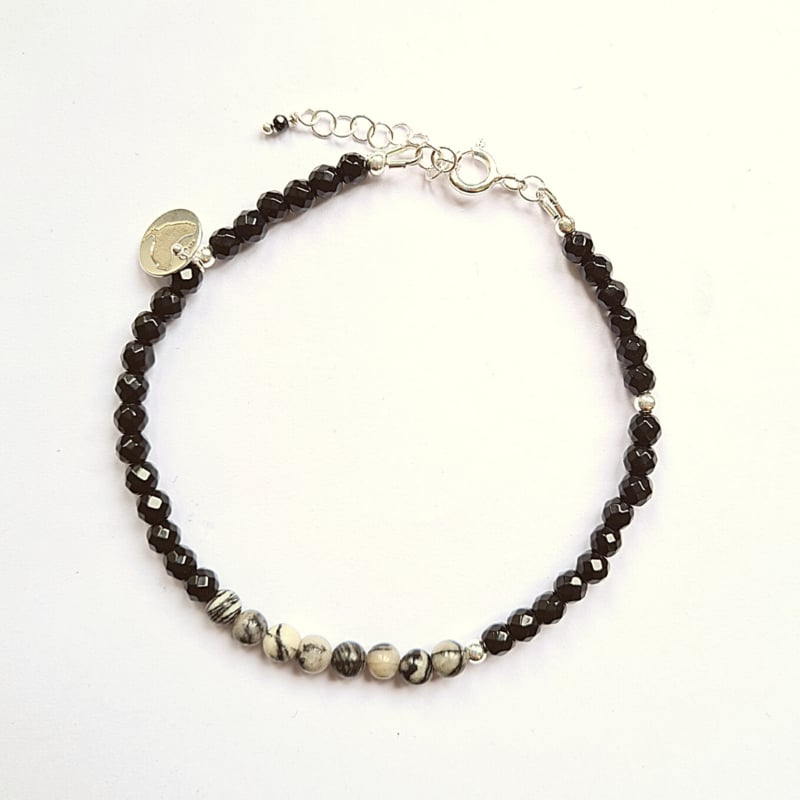 Enkelbandje Dark, onyx en zebra jaspis