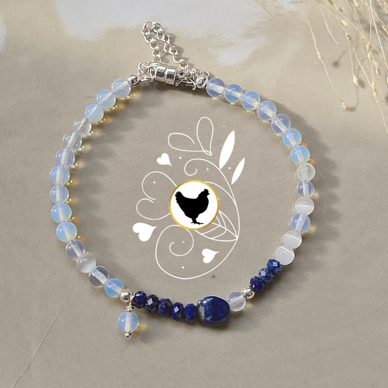 Armband Little Moon, maansteen, lapis lazuli