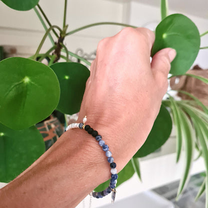 Armband Bilbao, sodaliet, zoetwater parel