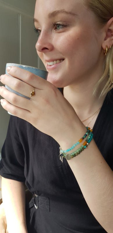 Armband Fern, unakiet en turquoise magnesiet