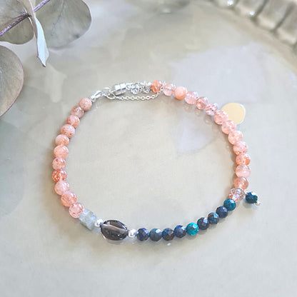 Armband Chloé, rookkwarts, chrysocolla, zonnesteen