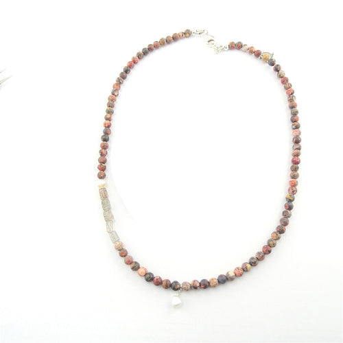 Ketting Pink Leopard, met jaspis en parel