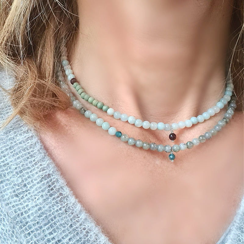 Ketting Sky, labradoriet en amazoniet