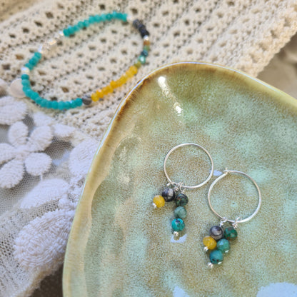 1 Oorring Ocean Sisters, chrysocolla, agaat